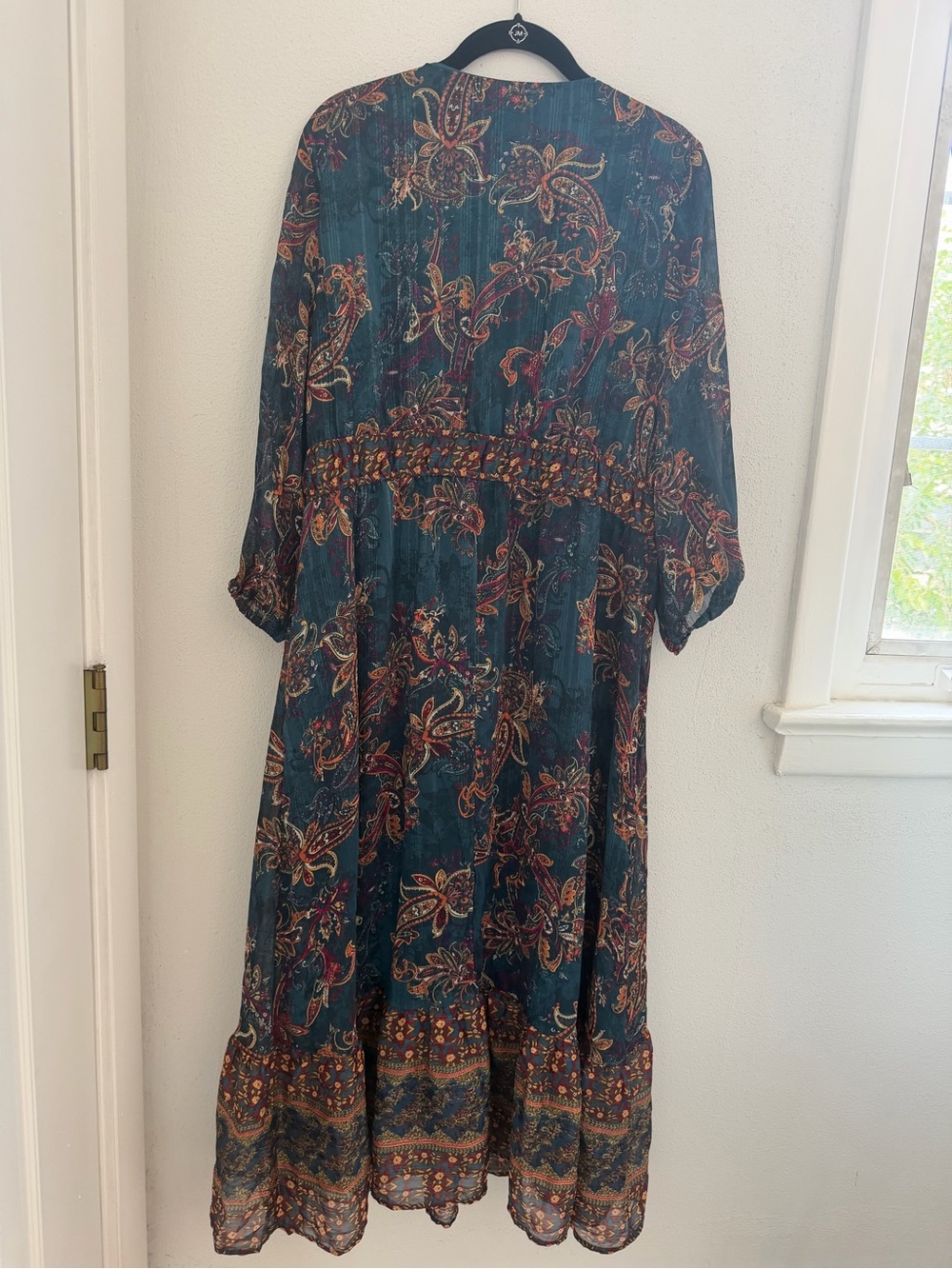 Frye Boho Paisley Maxi Dress in Teal - Picture 3 of 7